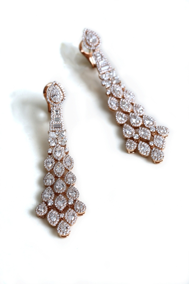 Entice rose gold earrings  with marquise, pear & round diamonds